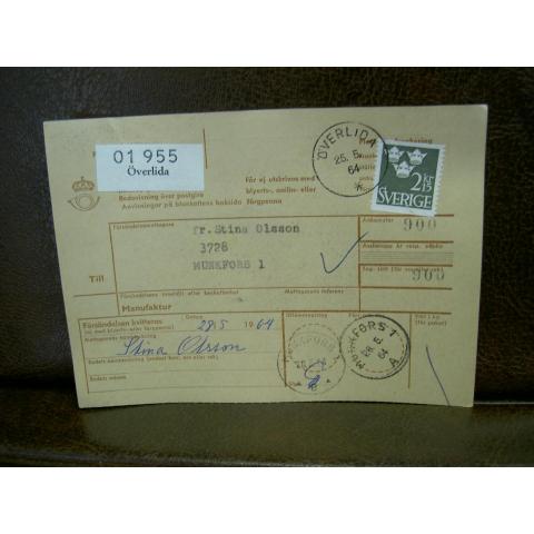 Paketavi med stämplade frimärken - 1964 - Överlida till Munkfors
