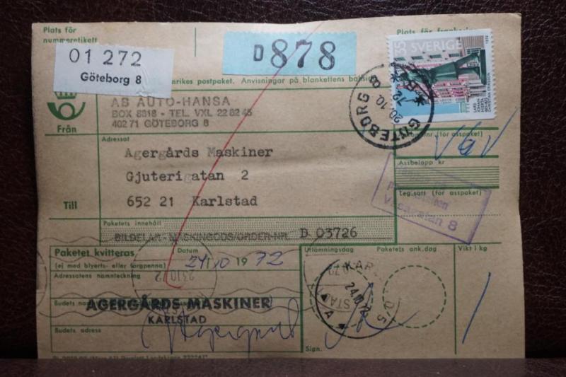 Poststämplat  adresskort med 6 frimärken - Göteborg 8 - Karlstad