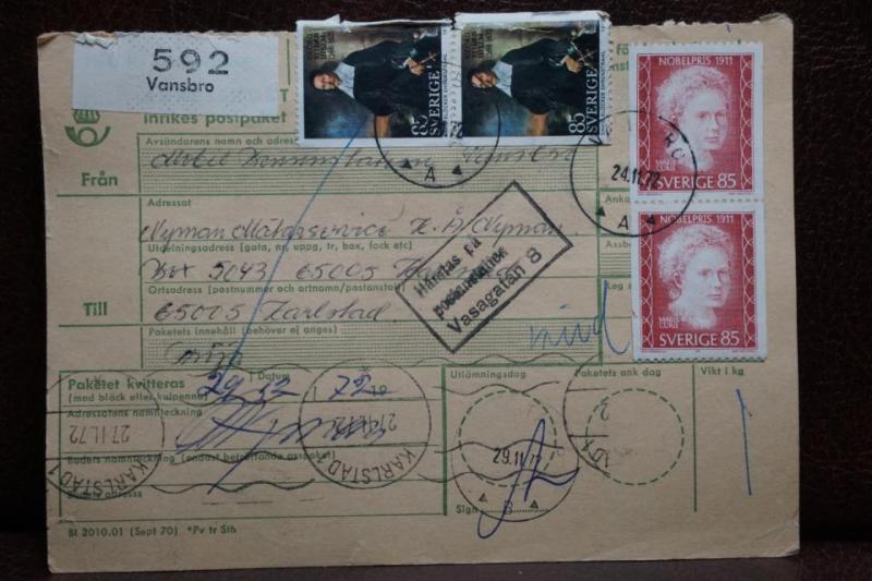 Poststämplat  adresskort med  7 frimärken - Vansbro - Karlstad