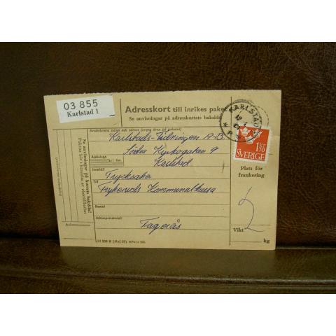 Paketavi med stämplade frimärken - 1961 - Karlstad 1 till Fagerås