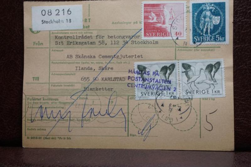 Poststämplat  adresskort med  frimärken 1972 - Stockholm 18 - Karlstad