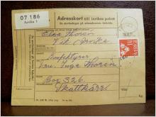 Frimärken på adresskort - stämplat 1961 - Arvika 1 - Skattkärr 