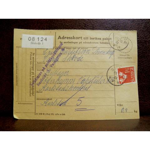 Frimärken  på adresskort - stämplat 1961  Skövde 1 - Karlstad 5
