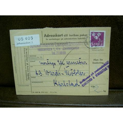 Paketavi med stämplade frimärken - 1962 - Johanneshov 1 till karlstad