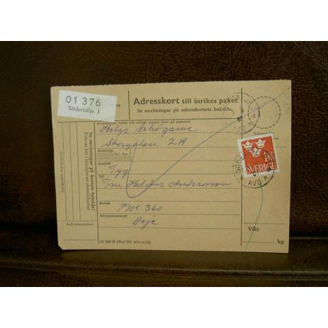 Paketavi med stämplade frimärken - 1961 - Södertälje 1 till Deje