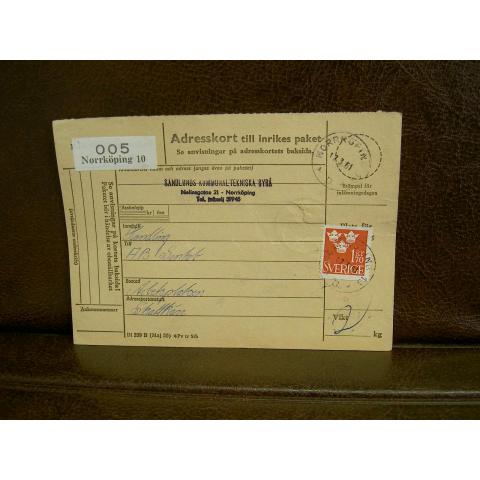 Paketavi med stämplade frimärken - 1961 - Norrköping 1 till Skattkärr