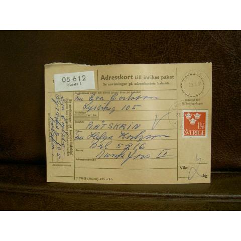 Paketavi med stämplade frimärken - 1961 - Farsta 1 till Munkfors