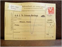 Frimärke  på adresskort - stämplat 1961 - Borlänge 1 - Deje