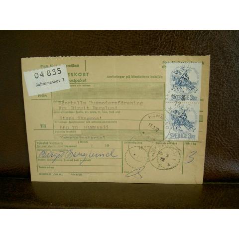 Paketavi med stämplade frimärken - 1972 - Johanneshov 1 till Hammarö