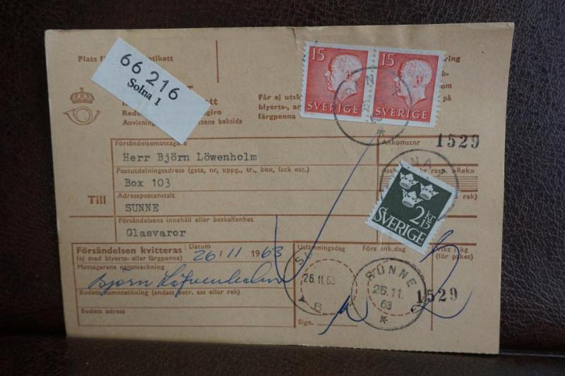  Frimärken på adresskort - stämplat 1963 - Solna 1  - Sunne