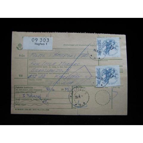 Adresskort med stämplade frimärken - 1972 - Hagfors till Karlstad