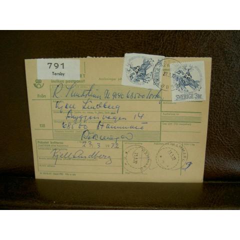 Paketavi med stämplade frimärken - 1972 - Torsby till Hammarö