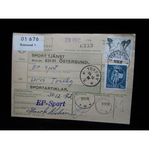 Adresskort med stämplade frimärken - 1972 - Östersund till Torsby