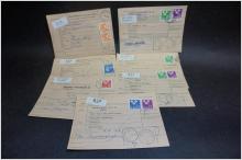 7 stycken gamla Poststämplade  adresskort med  frimärken från 1964 