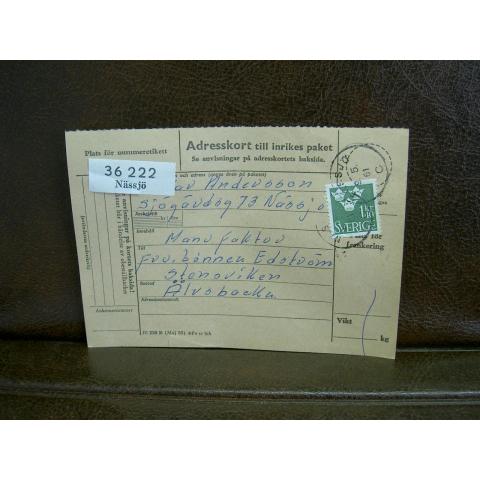 Paketavi med stämplade frimärken - 1961 - Nässjö till Älvsbacka