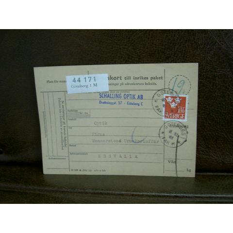 Paketavi med stämplade frimärken - 1961 - Göteborg 1 till Edsvalla