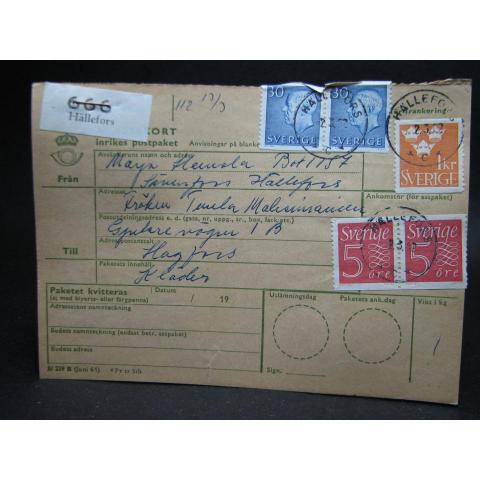Adresskort med stämplade frimärken - 1962 - Hällefors