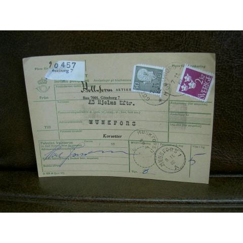 Paketavi med stämplade frimärken - 1962 - Göteborg 7 till Munkfors