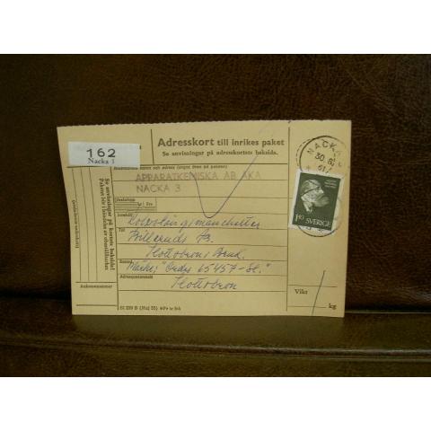 Paketavi med stämplade frimärken - 1961 - Nacka 3 till Slottsbron