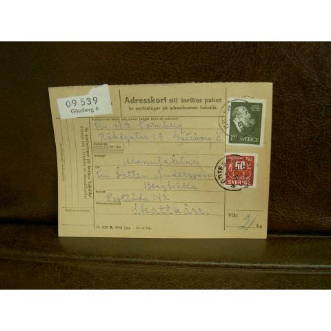 Paketavi med stämplade frimärken - 1961 - Göteborg 6 till Skattkärr