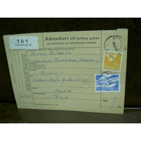 Paketavi med stämplade frimärken - 1961 - Göteborg 46 till Deje  