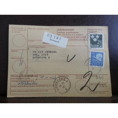 Frimärken på adresskort - stämplat 1962 - Älvsered - Munkfors 1