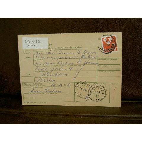 Paketavi med stämplade frimärken - 1961 - Borlänge 1 till Munkfors