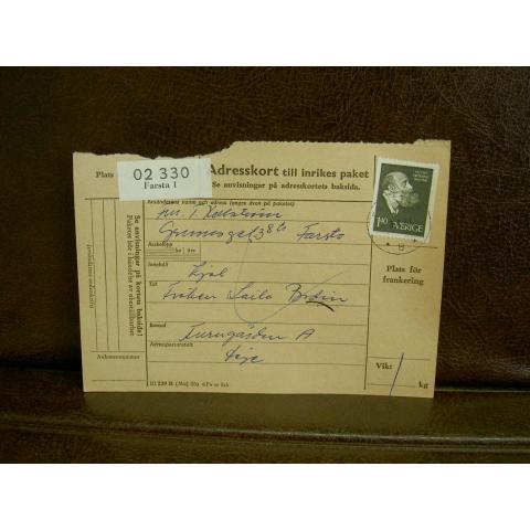 Paketavi med stämplade frimärken - 1961 - Farsta 1 till Deje