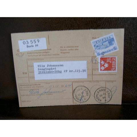 Paketavi med stämplade frimärken - 1964 - Borås 10 till Värmlands Säby