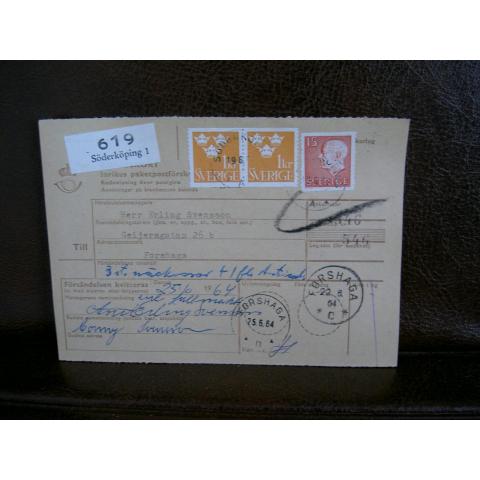 Paketavi med stämplade frimärken - 1964 - Söderköping 1 till Forshaga