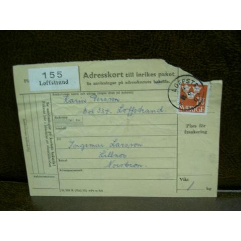 Paketavi med stämplade frimärken - 1962 - Loffstrand till Norsbron 