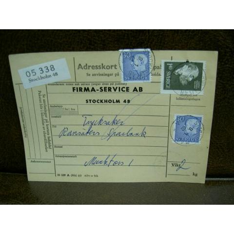 Paketavi med stämplade frimärken - 1962 - Stockholm 48 till Munkfors 1