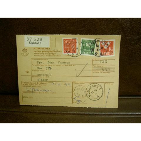 Paketavi med stämplade frimärken - 1964 - Karlstad 1 till Munkfors