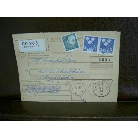 Paketavi med stämplade frimärken - 1970 - Stockholm 10 till Skattkärr