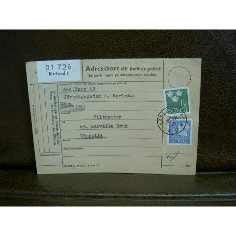 Paketavi med stämplade frimärken - 1961 - Karlstad 1 till Edsvalla