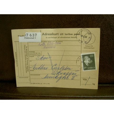 Paketavi med stämplade frimärken - 1961 - Halmstad 4 till Munkfors