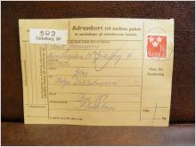 Frimärke på adresskort - stämplat 1961 - Göteborg 50 - Slottsbron