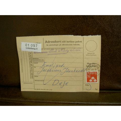 Paketavi med stämplade frimärken - 1961 - Göteborg 8 till Deje
