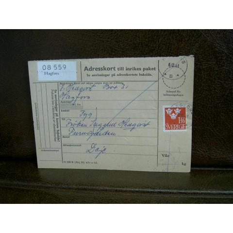 Paketavi med stämplade frimärken - 1961 - Hagfors till Deje