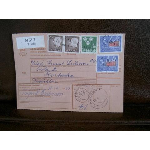 Paketavi med 5 st stämplade frimärken - 1967 - Torsby till Älvsbacka