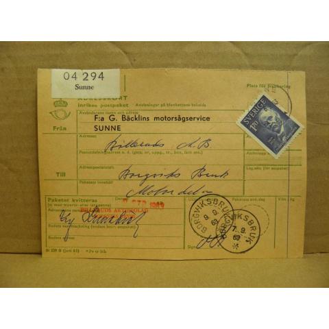 Frimärken  på adresskort - stämplat 1963 - Sunne - Borgviksbruk