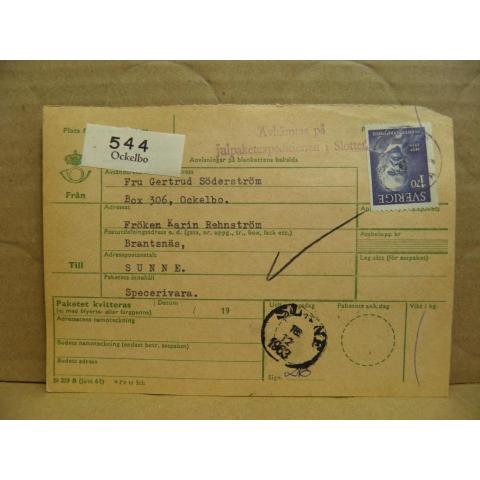 Frimärken  på adresskort - stämplat 1963 - Ockelbo - Sunne