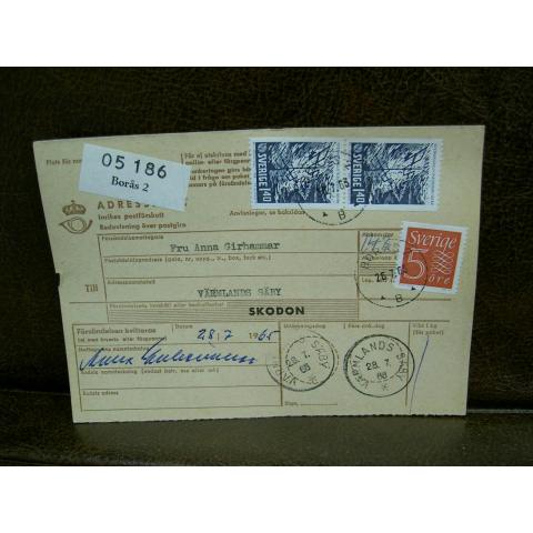 Paketavi med stämplade frimärken - 1965 - Borås 2 till Värmlands säby