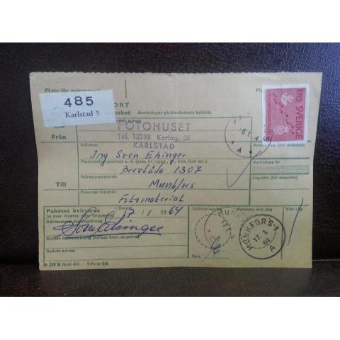 Frimärken på adresskort - stämplat 1964 - Karlstad 5 - Munkfors 