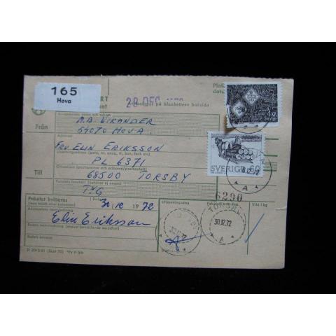 Adresskort med stämplade frimärken - 1972 - Hova till Torsby