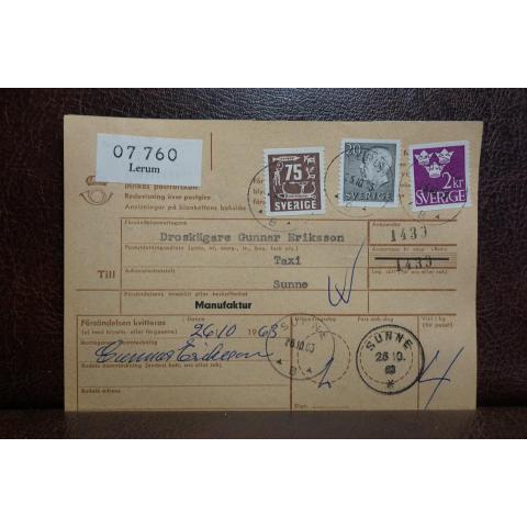 Frimärken  på adresskort - stämplat 1963 - Lerum - Sunne