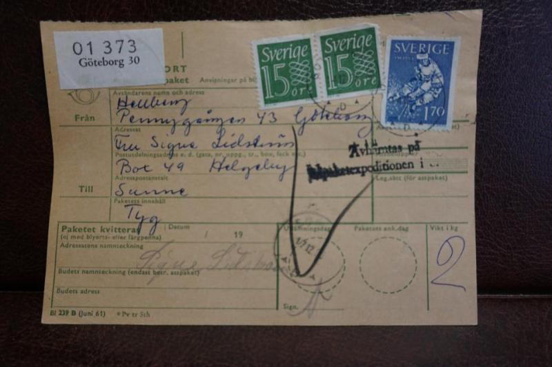 Frimärken på adresskort - stämplat 1963 - Göteborg 30 - Sunne