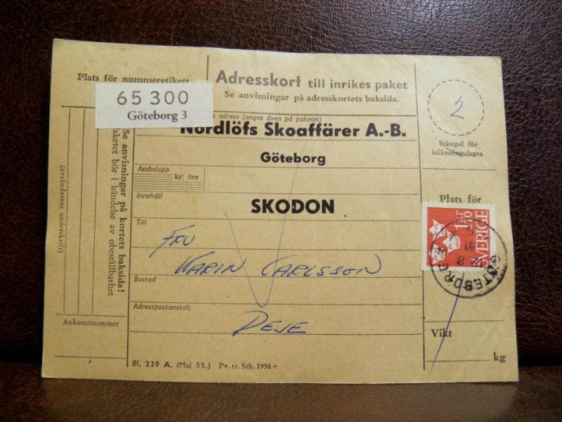 Frimärken på adresskort - stämplat 1961 - Göteborg 3 - Deje