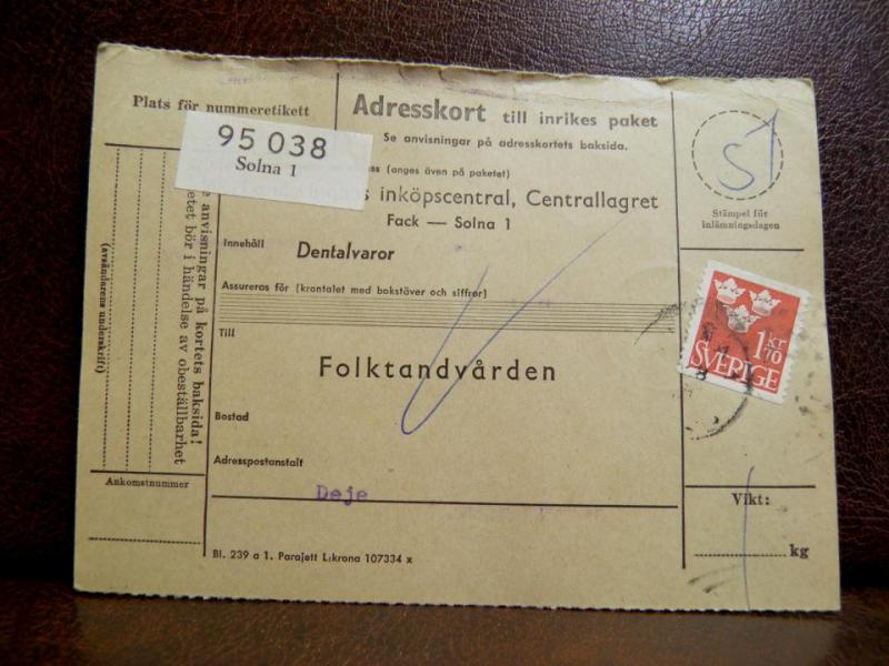 Frimärken på adresskort - stämplat 1961 - Solna 1 - Deje