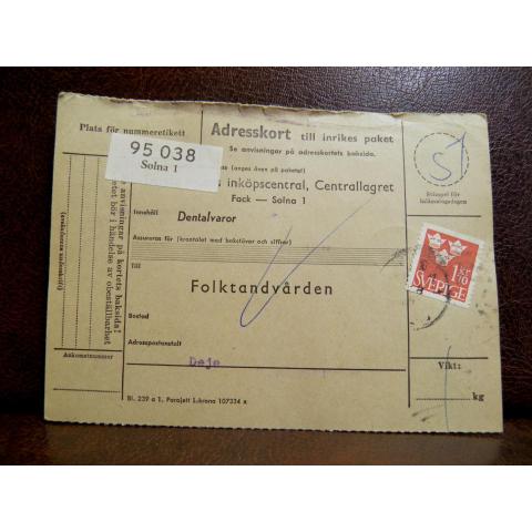 Frimärken på adresskort - stämplat 1961 - Solna 1 - Deje